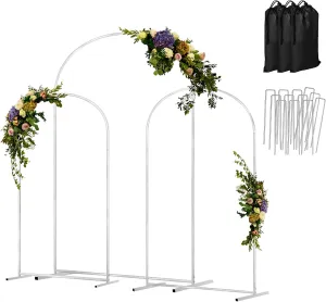 Metal Arch Backdrop Stand Set of 3 Wedding Arches for Ceremony Bridal Arch Stand 7.2FT & 6.6FT & 6FT Garden Arbor Frame for Wedding Birthday Party Baby Shower Background Decor, White