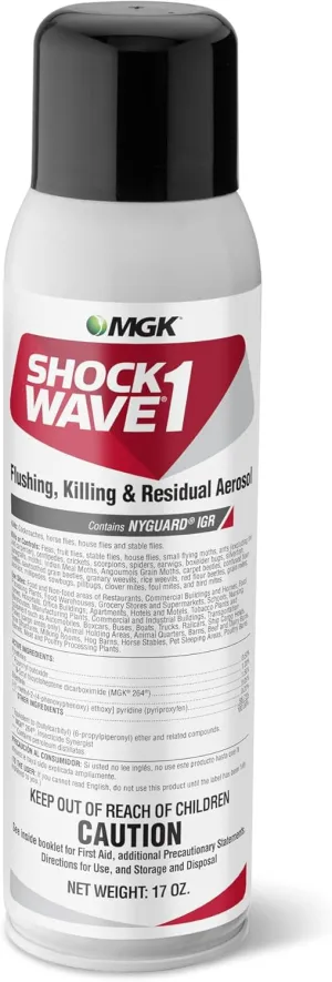 MGK Shockwave® 1 Flushing, Killing & Residual Aerosol | Combination Product | Cockroach Killer | for Indoor and Outdoor Applications | Contains NyGuard® IGR | 17 Ounce Can