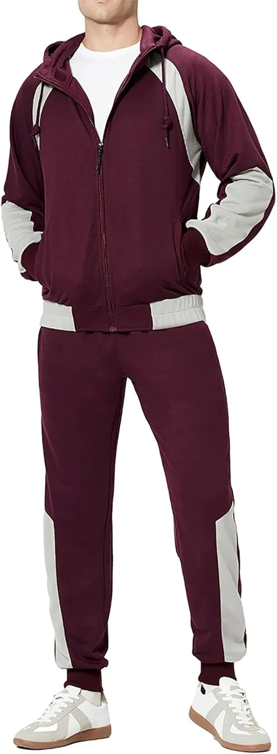 micidad Mens Track Suits 2 Piece Sweatsuit Set Full Zipper Hoodie And Sweatpants Set Casual Jogging Athletic Sweat Suits