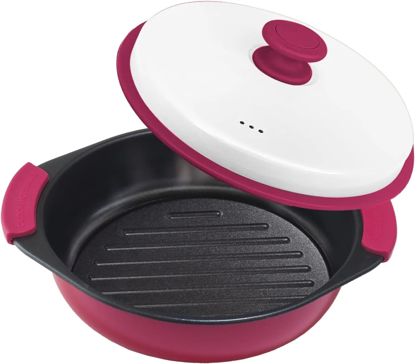 Microwave Grill Pan,Deep Microwave Crisper|Grill Pot with Grill Marks for Grilling,Frying,Crisping &Cooking,Multi-Purpose Micro Cookware with Lid,Safe for Family,Travel,Dorms