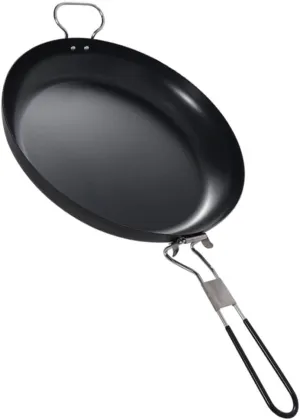 Mikinona 1pc Folding Non Stick Frying Pan Portable Iron Cooking Pot for Outdoor Camping Hiking and Picnics Convenient Storage with Folding Handle Cooking Utensil for Preparation