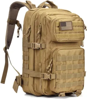 Military Tactical Backpack Large Army 3 Day Assault Pack Molle Bag Backpacks (ACU Camo) (Tan)