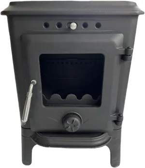 Mini cast iron wood burning stove, camping, boat, van.