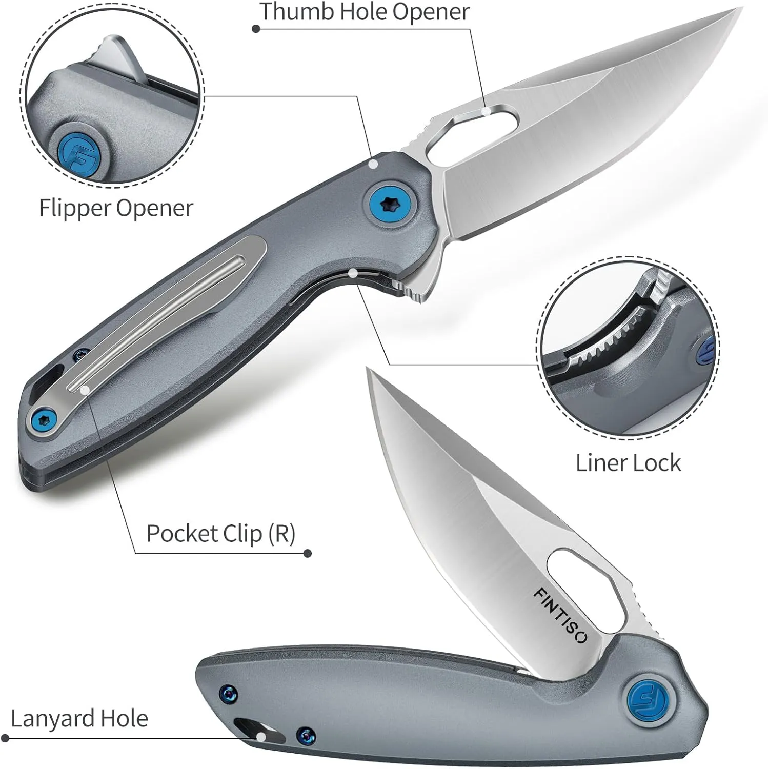 Mini Pocket Knife 2.79" EDC, Premium Swedish 14C28N Blade, Folding Knife with 6061 Aluminum Alloy Handle, Camping & Survival Hiking Knife, Atlas Series