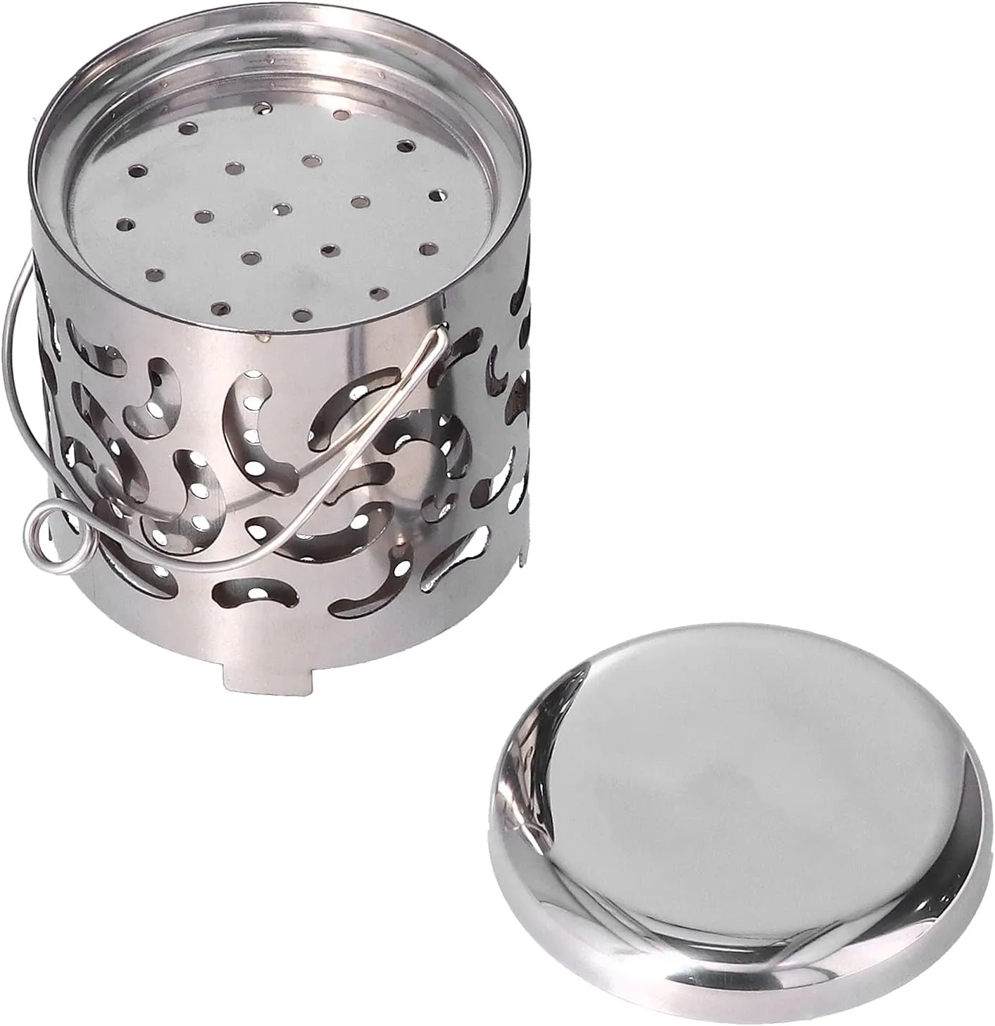 Mini Portable Camping Heaters Stove Outdoor Mini Warmer, Stainless Steel Mini Wood Burning Stove Backpacking Stove Camping Cookware Rocket Stove Solid Alcohol Stove for Camping
