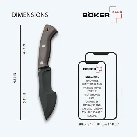 Mini Tracker - small Bushcraft knife with Kydex sheath - fixed outdoor knife - black