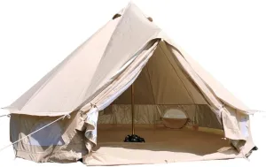 Mongolian Yurt Tent 400x400x250cm 3-5 Person 300D Rip-Stop Oxford Waterproof 3000mm Four Season Khaki 17.5kg Side Chimney