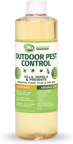 Mosquito Magician Liquid Concentrate, Kills Mosquitoes, Fleas & Fire Ants, Yard Spray Treatment, Safe for Pets, Use with Sprayers, Foggers & Misting Systems, Outdoor Mosquito Repellent - 16 Fl Oz