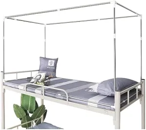 Mosquito Net Frame, Stainless Steel Bed Curtain Post, 4 Corner Bed Four-Poster Post, Mosquito Net Holder, Suitable for A 0.8-1.2m Bed (Color : Silver, Size : Full-Frame)