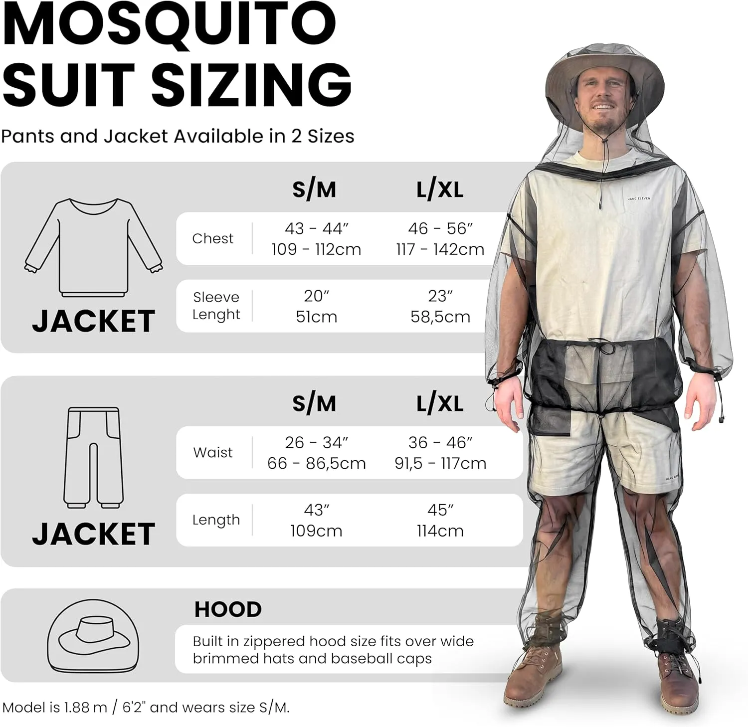 Mosquito Net Suit for Insect & Bug Protection - Jacket & Pants Netting - Outdoor Resistent Clothes
