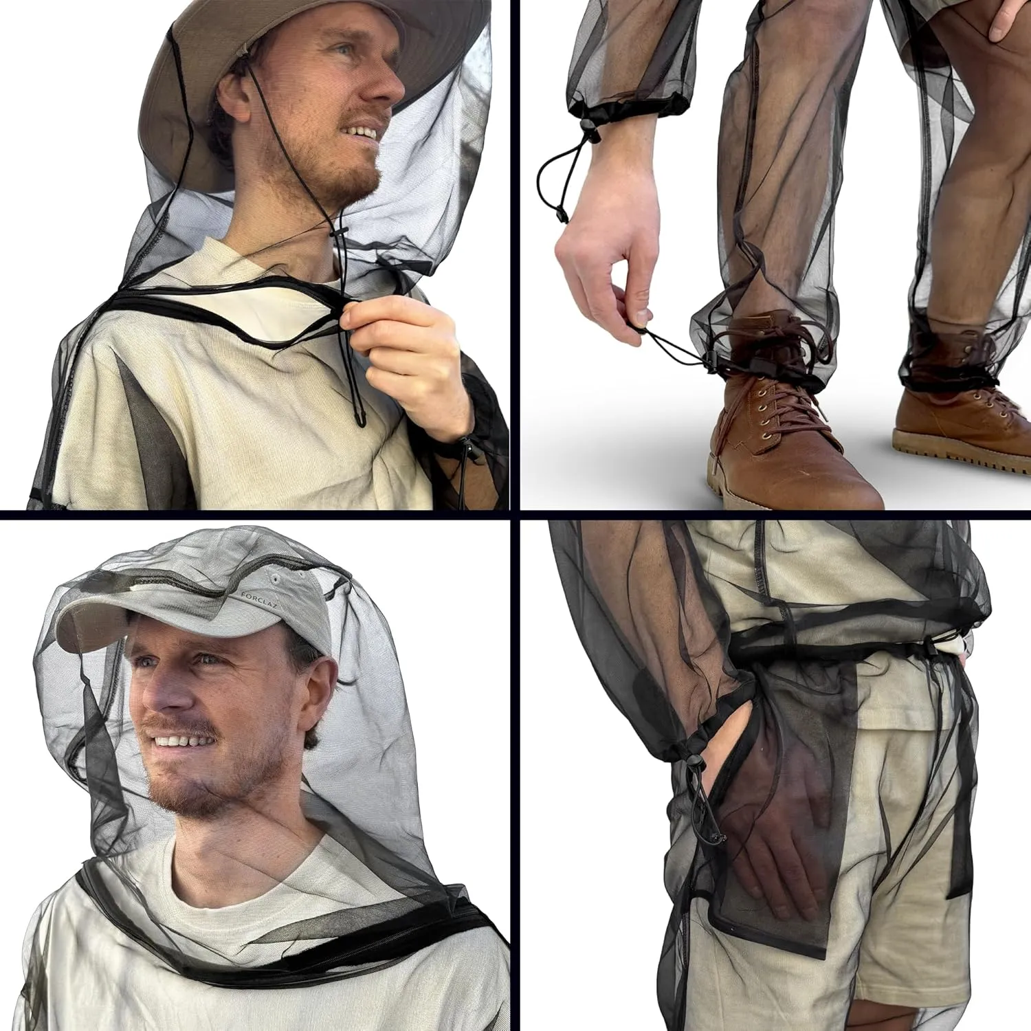 Mosquito Net Suit for Insect & Bug Protection - Jacket & Pants Netting - Outdoor Resistent Clothes