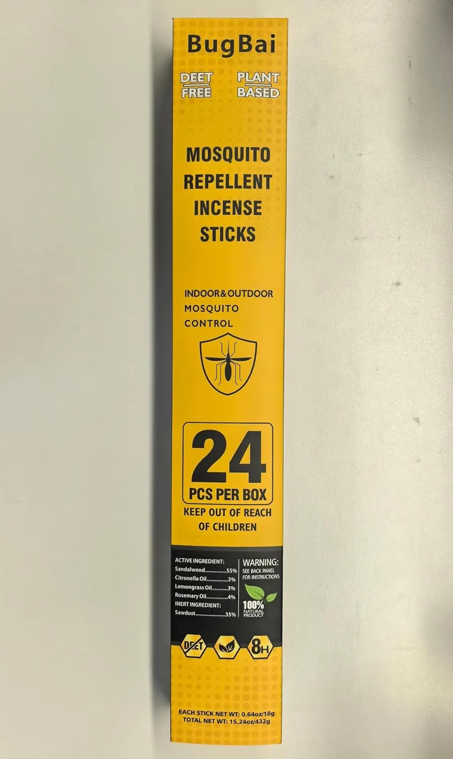 Mosquito Repellent Outdoor Patio, 24 PCS Natural Plant-Based Citronella Oil Incense Sticks Indoor Home Pet Family Safe