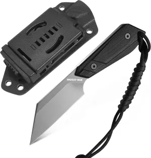 Mossy Oak 7.5 Inch EDC Fixed Blade Knife with Kydex Sheath, 14C28N Full Tang Camping Knife with Emergency Rope, G10 Handle for Survival, Hunting, Camping, Hiking
