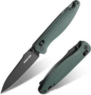 MOSSY OAK Folding Pocket Knife, 3.54" D2 Steel Blade with G10 Handle, EDC Folding Knife with Pocket Clip, Suitable for Camping, Tactical, Survival, Hiking and Hunting