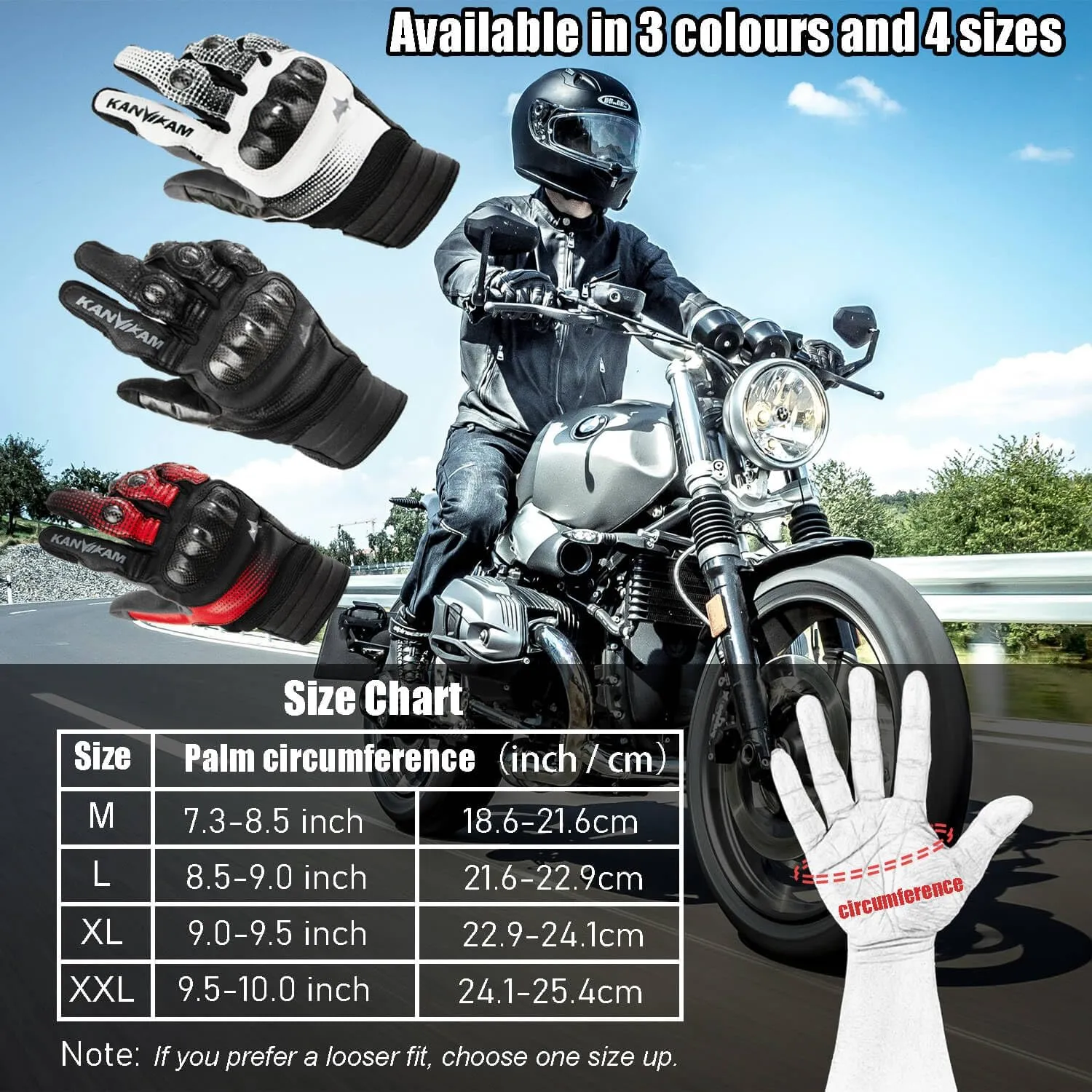 Motorcycle Gloves for ATV MTB Cycling Hiking,Carbon Fiber Shell Protection,Motocross Goatskin Leather Glove for Dirt Bike Motorbike Racing