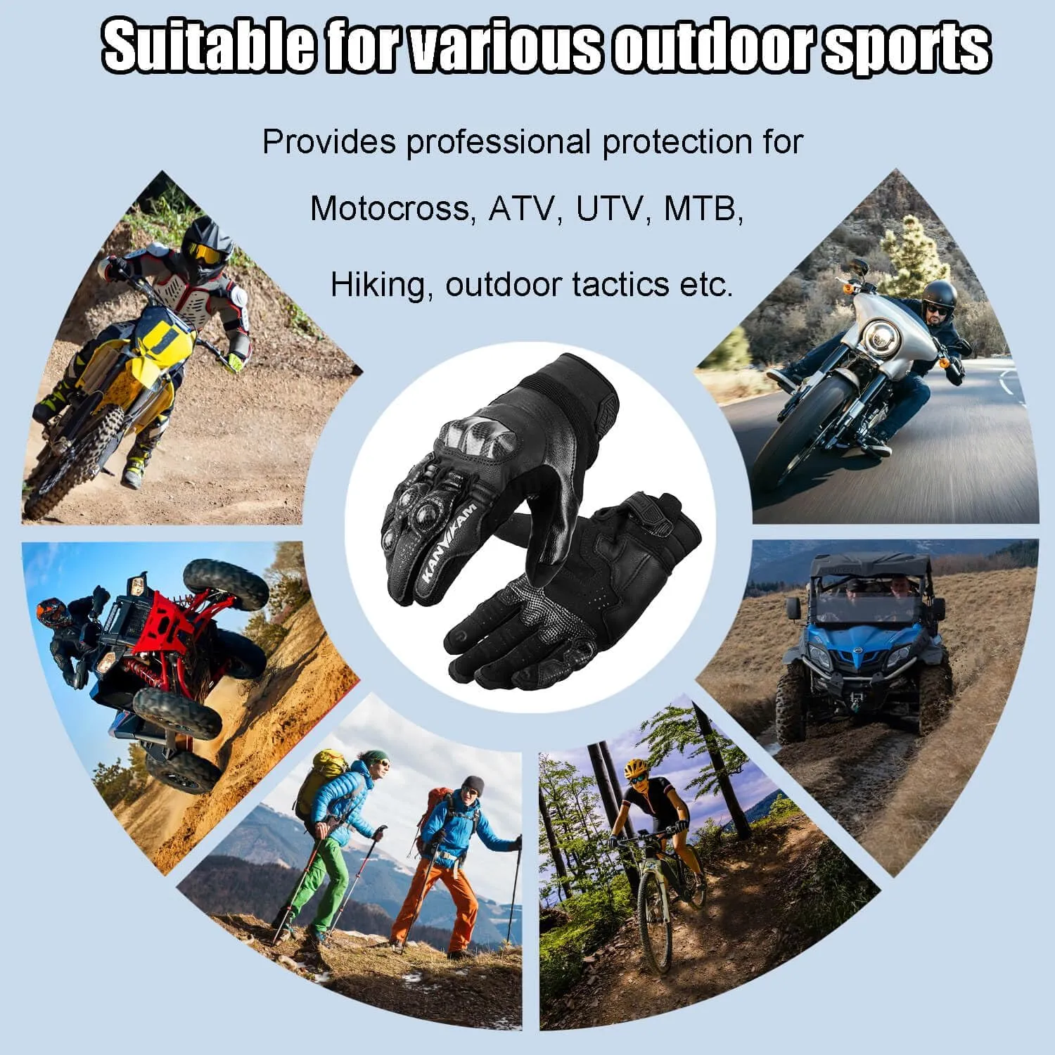 Motorcycle Gloves for ATV MTB Cycling Hiking,Carbon Fiber Shell Protection,Motocross Goatskin Leather Glove for Dirt Bike Motorbike Racing