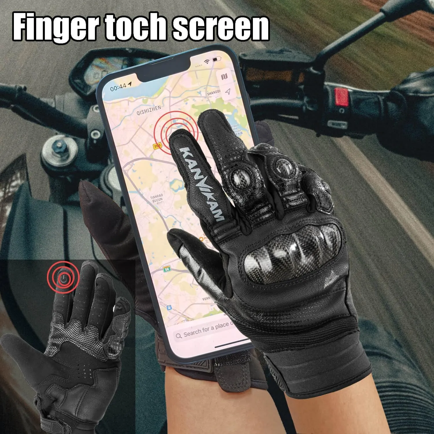 Motorcycle Gloves for ATV MTB Cycling Hiking,Carbon Fiber Shell Protection,Motocross Goatskin Leather Glove for Dirt Bike Motorbike Racing