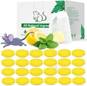 Mouse Rodent Repellent, 24 Pack Peppermint Lemon Oil Mice Repellent for Squirrel Rats Spider Pests, Natural Deterrent for Kitchen, Warehouse, Car, Indoor, Outdoor, Safe for Pets & Family