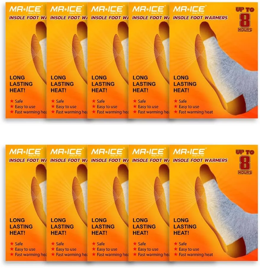 MR.ICE Toe & Insole Feet Warmers - Disposable, Air Activated, Long Lasting Hot Warmers