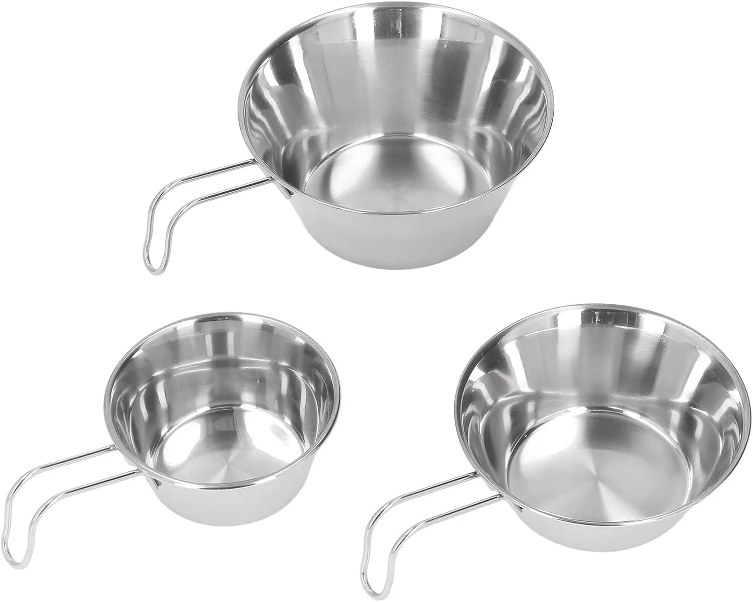 MSUIINT 3 PCS Stainless Steel Camping Bowl Camping Pot Set Portable BBQ Folding Mug Bowls Mountaineering Picnic Cookware Picnic Bowl for Outdoor Cooking Compact Campfire Cooking Pots and Pans