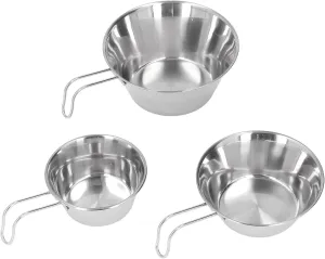 MSUIINT 3 PCS Stainless Steel Camping Bowl Camping Pot Set Portable BBQ Folding Mug Bowls Mountaineering Picnic Cookware Picnic Bowl for Outdoor Cooking Compact Campfire Cooking Pots and Pans