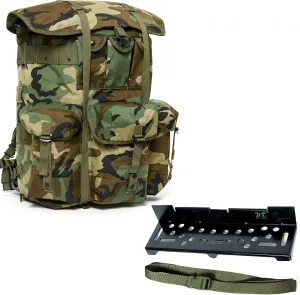 MT Military ALICE Pack Large Size with 1pcs Support Shelf – Tactical Rucksack with Expandable Straps, Aluminum Quick-Release Buckles