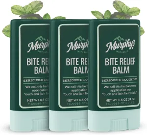 Murphy’s Naturals Insect Bite Relief Balm Stick, Travel-Friendly, Soothes Bug Bites with Plant-Based Oil, Fast-Acting, Easy Application, 0.5oz, 3-Pack