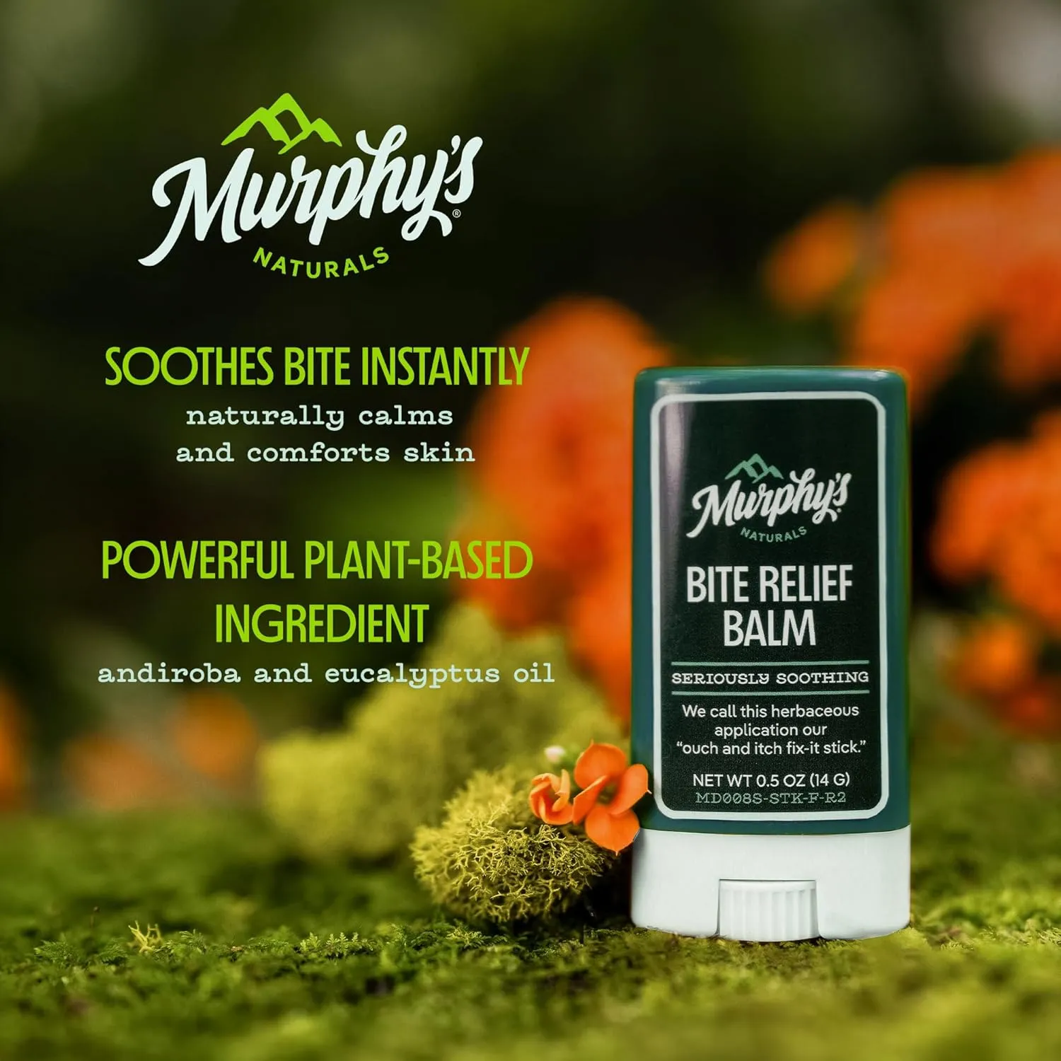 Murphy’s Naturals Insect Bite Relief Balm Stick, Travel-Friendly, Soothes Bug Bites with Plant-Based Oil, Fast-Acting, Easy Application, 0.5oz, 3-Pack