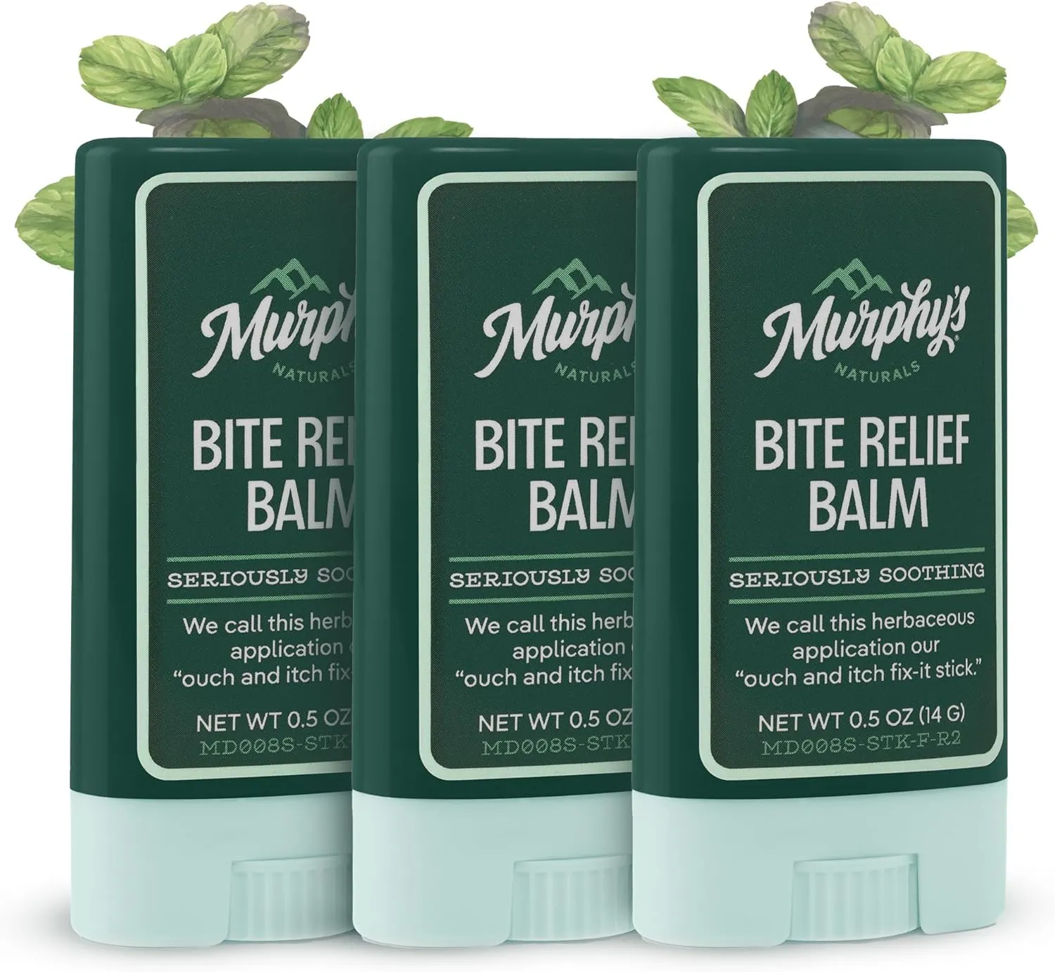 Murphy’s Naturals Insect Bite Relief Balm Stick, Travel-Friendly, Soothes Bug Bites with Plant-Based Oil, Fast-Acting, Easy Application, 0.5oz, 3-Pack