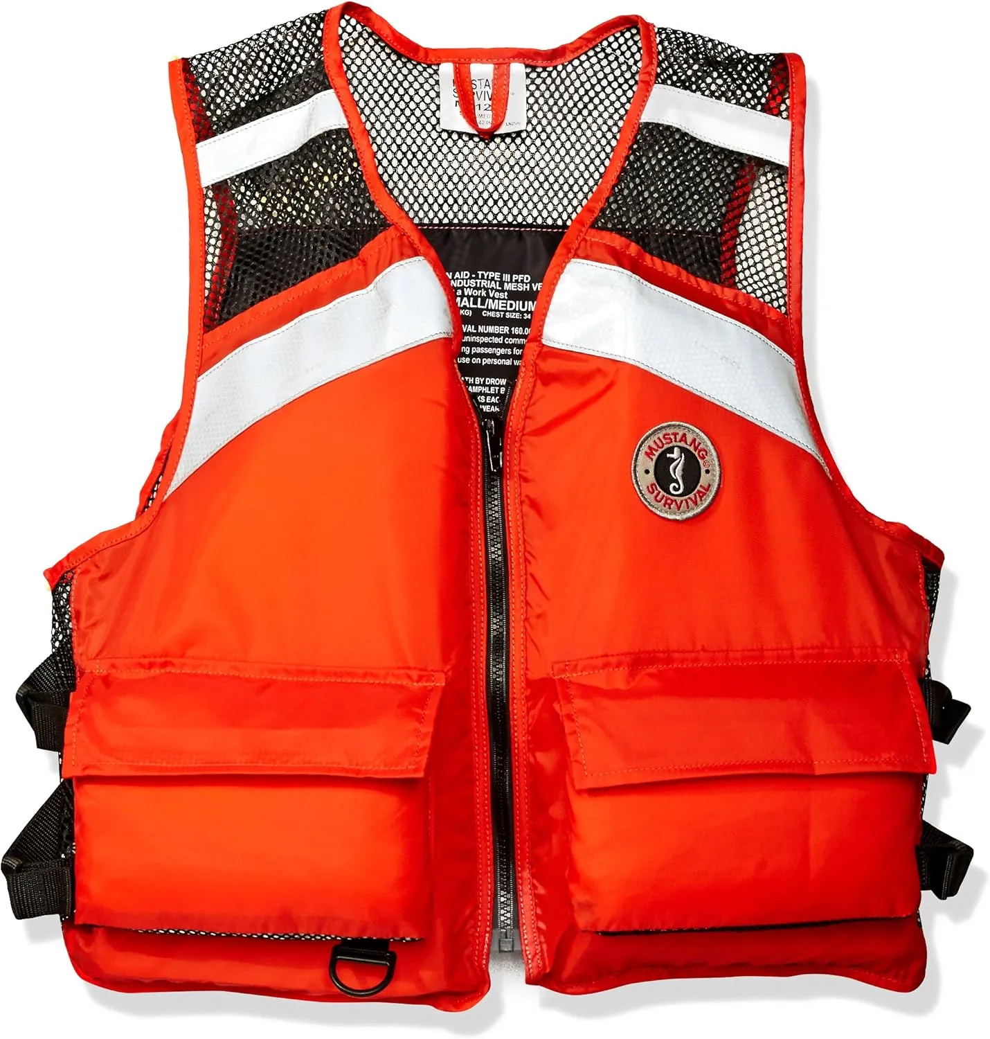 MUSTANG SURVIVAL Industrial Mesh Vest with Solas Reflective Tape