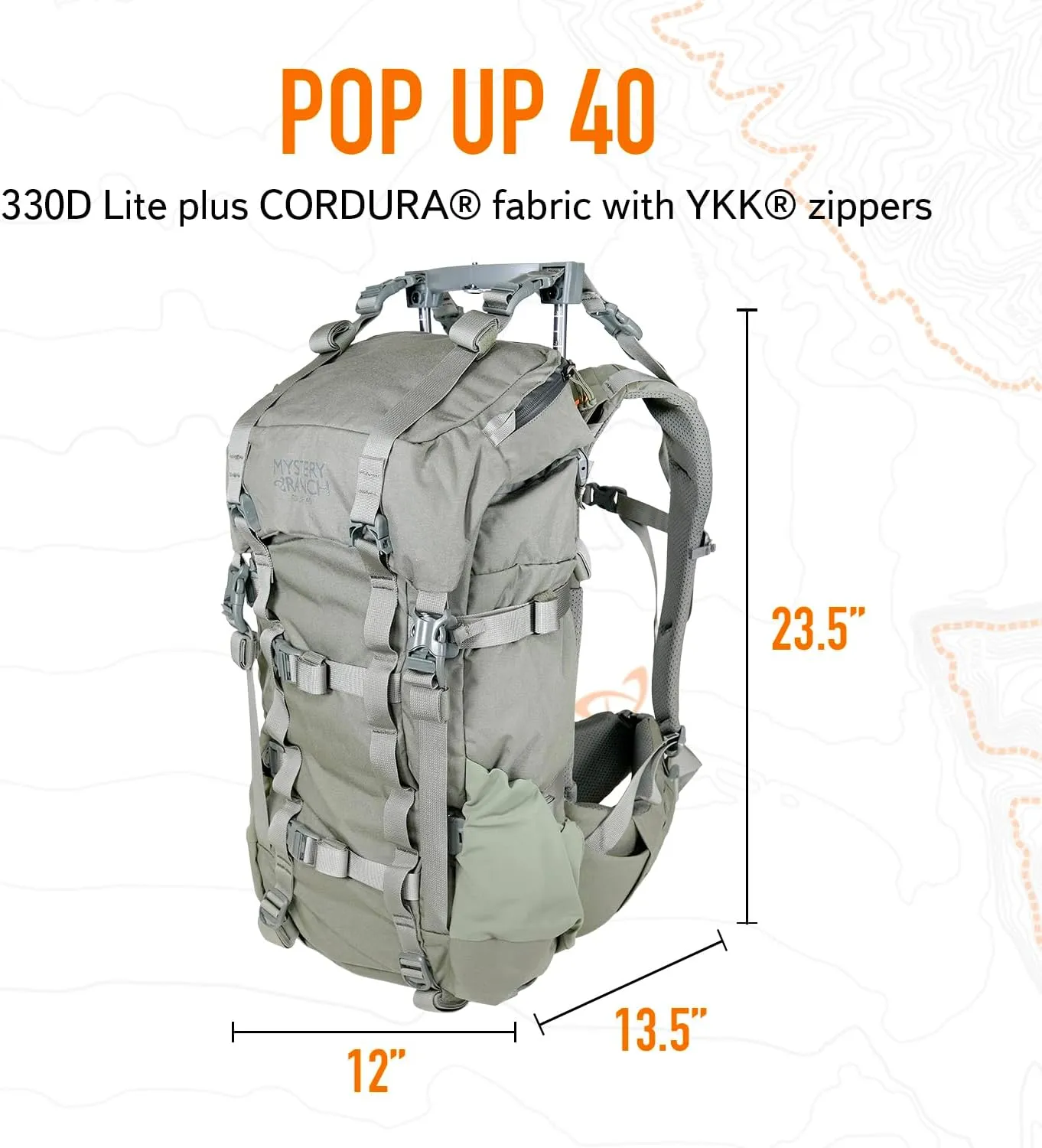 Mystery Ranch Pop Up 40 Hunting Backpack, Weatherproof, Daypack for Travel, Hiking, Outdoors, Camping, 40L, L, Coyote