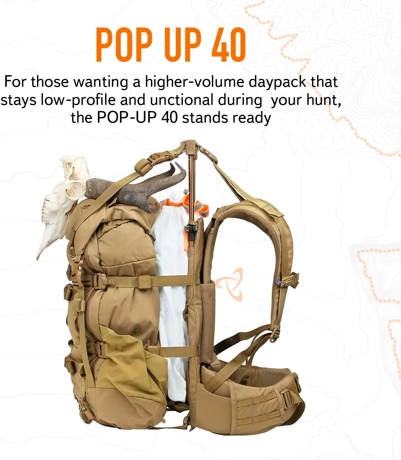 Mystery Ranch Pop Up 40 Hunting Backpack, Weatherproof, Daypack for Travel, Hiking, Outdoors, Camping, 40L, M, Coyote