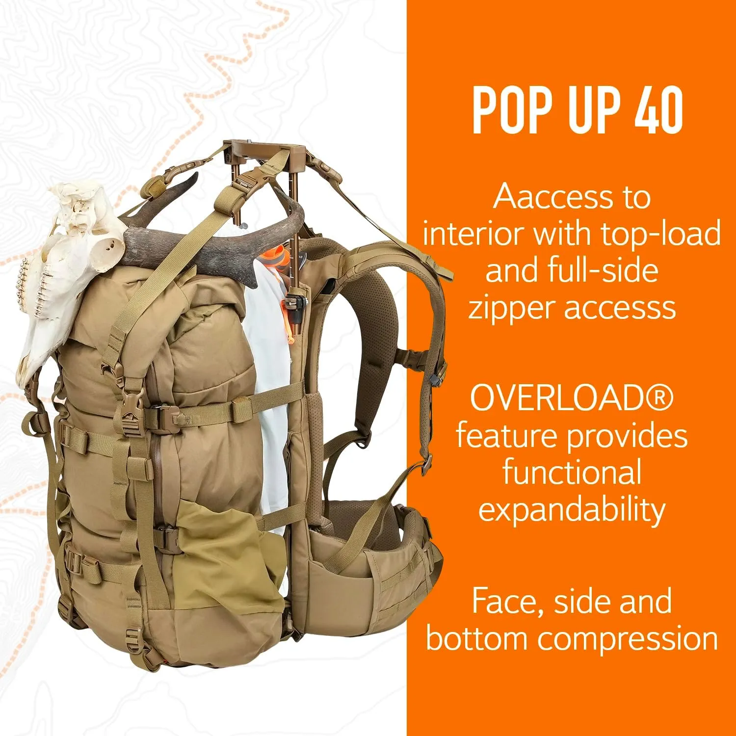Mystery Ranch Pop Up 40 Hunting Backpack, Weatherproof, Daypack for Travel, Hiking, Outdoors, Camping, 40L, M, Coyote