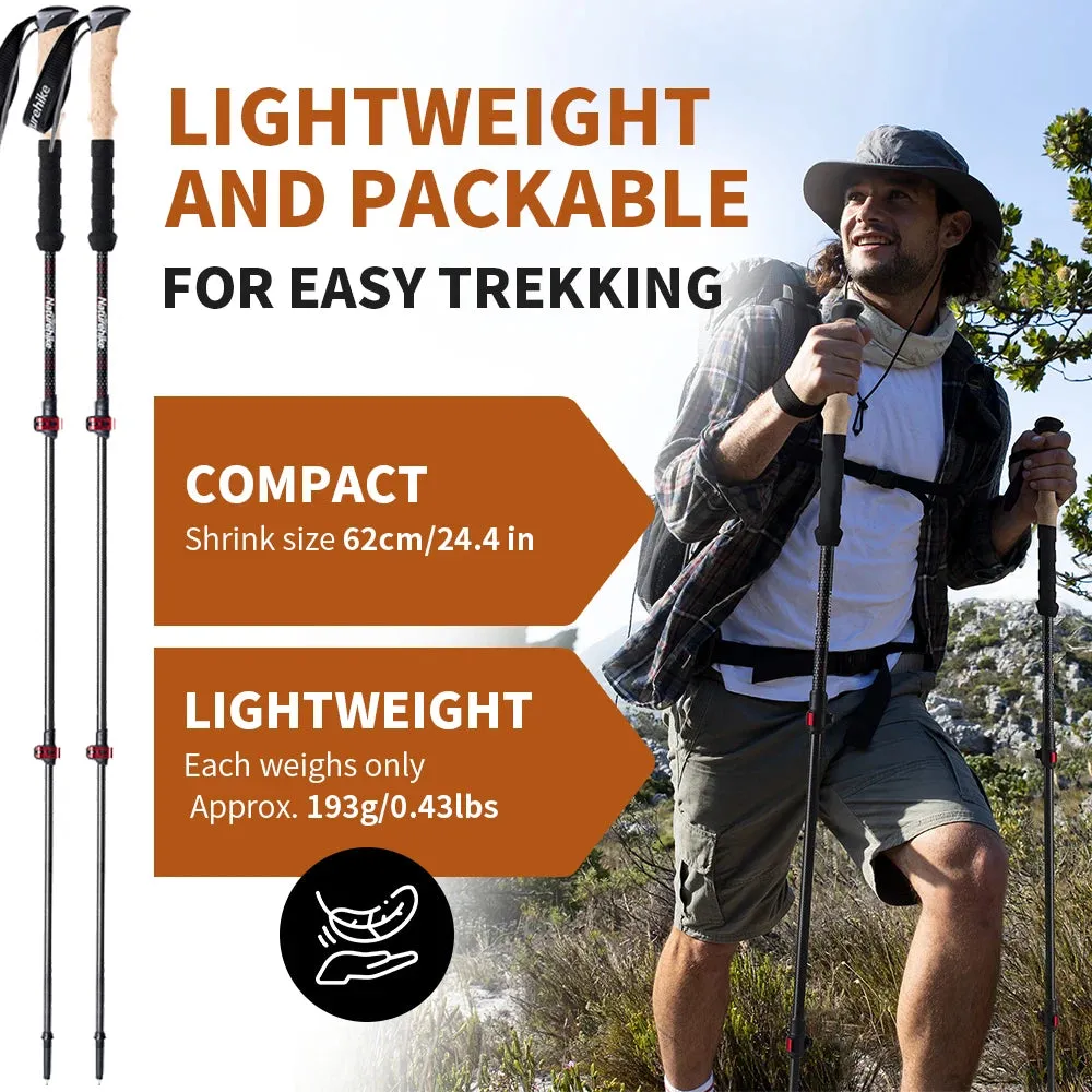 Naturehike Carbon Fiber Trekking Poles – Lightweight Collapsible Hiking and Climbing Sticks (2pcs)