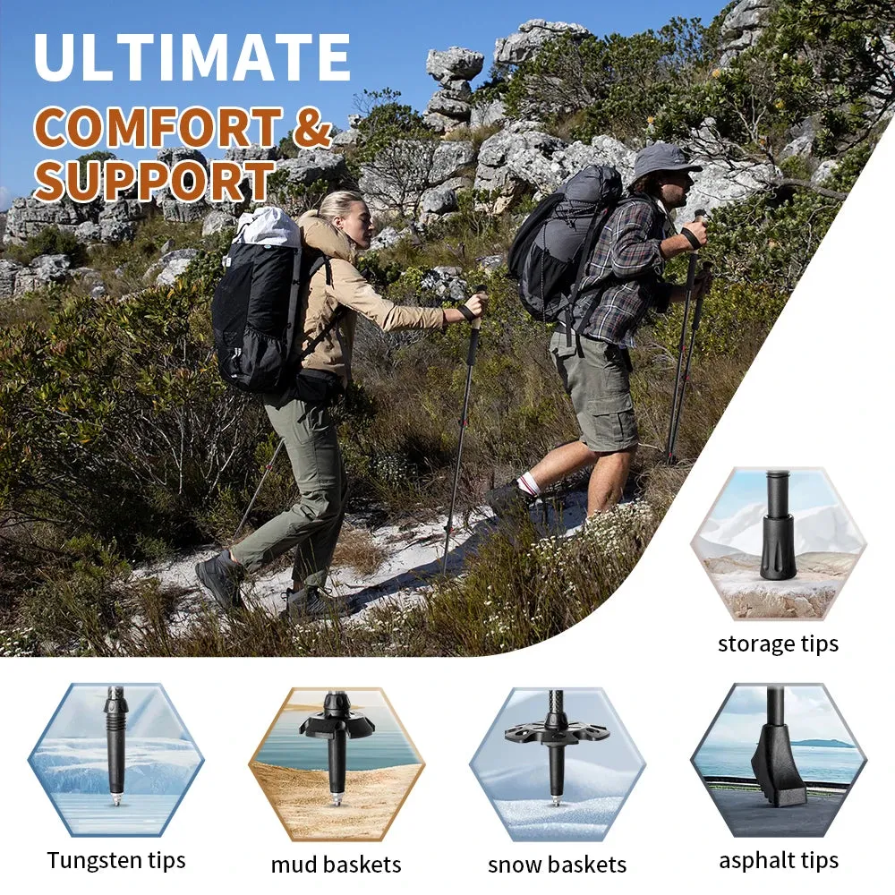 Naturehike Carbon Fiber Trekking Poles – Lightweight Collapsible Hiking and Climbing Sticks (2pcs)