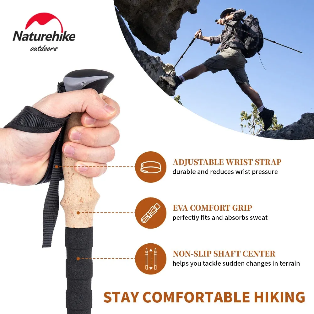 Naturehike Carbon Fiber Trekking Poles – Lightweight Collapsible Hiking and Climbing Sticks (2pcs)