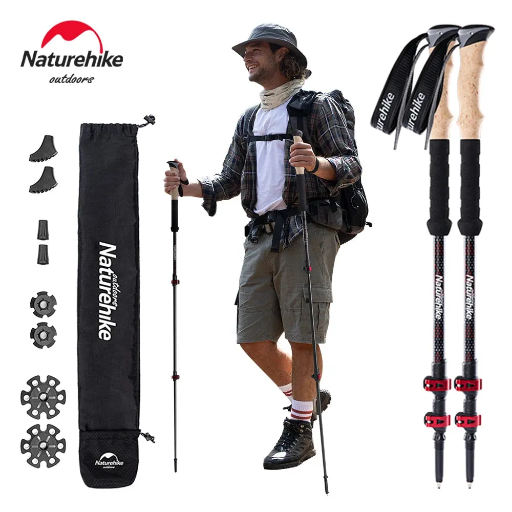 Naturehike Carbon Fiber Trekking Poles – Lightweight Collapsible Hiking and Climbing Sticks (2pcs)