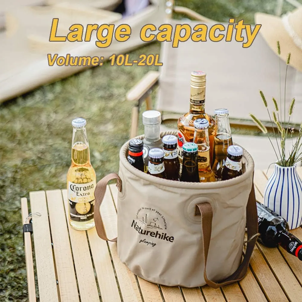 Naturehike Multifunctional Collapsible Water Basin, Folding Tub, Portable Bin, Lightweight Foldable Bucket with Handles for Camping, Dish Washing, Laundry, Fishing, Hiking(Brown 20L)