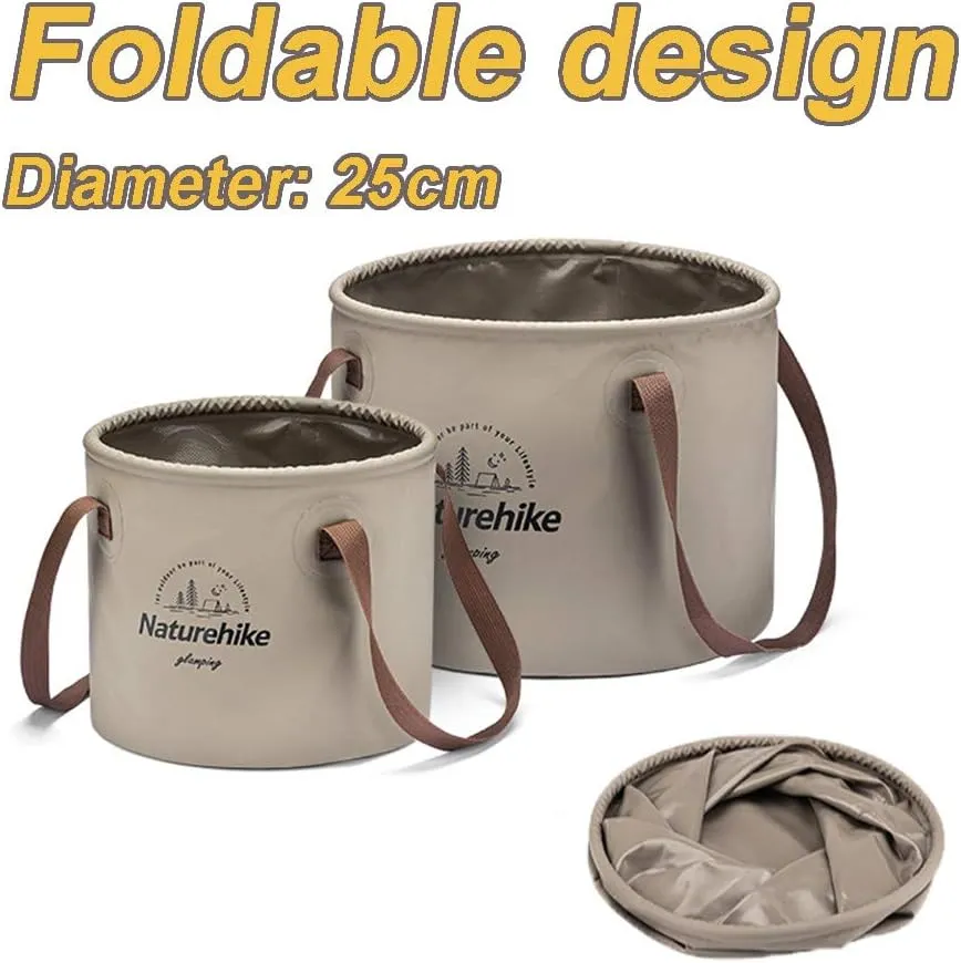 Naturehike Multifunctional Collapsible Water Basin, Folding Tub, Portable Bin, Lightweight Foldable Bucket with Handles for Camping, Dish Washing, Laundry, Fishing, Hiking(Brown 20L)