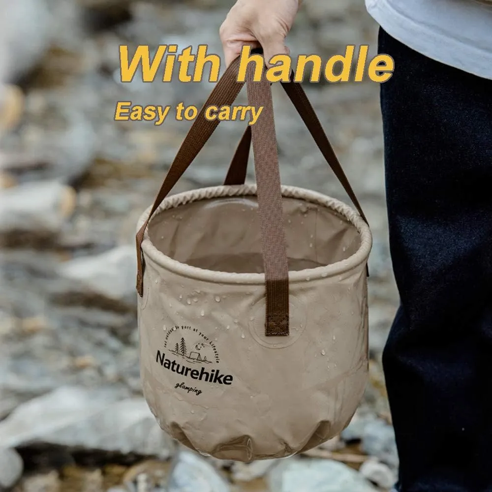 Naturehike Multifunctional Collapsible Water Basin, Folding Tub, Portable Bin, Lightweight Foldable Bucket with Handles for Camping, Dish Washing, Laundry, Fishing, Hiking(Brown 20L)
