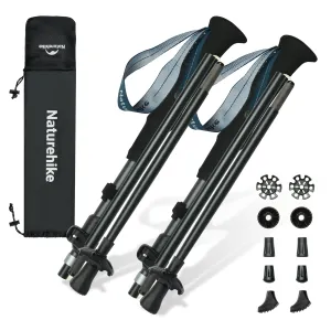 Naturehike Trekking Poles – 2 Packs (234g*2) Ultralight & Compact & Portable Walking Sticks, with Extend EVA Grips, Quick Locks, Collapsible Walking Poles for Hiking, Climbing