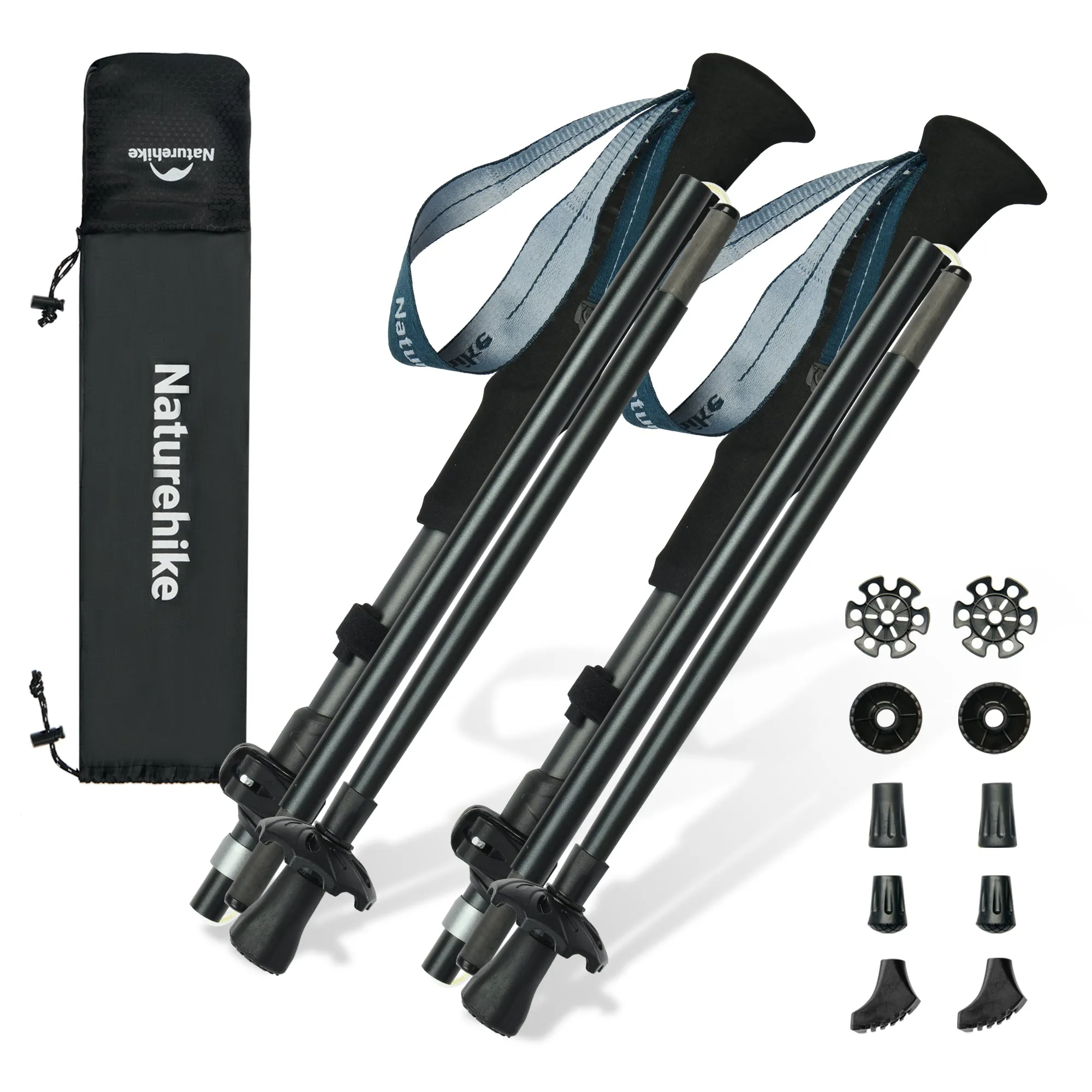 Naturehike Trekking Poles – 2 Packs (234g*2) Ultralight & Compact & Portable Walking Sticks, with Extend EVA Grips, Quick Locks, Collapsible Walking Poles for Hiking, Climbing