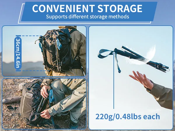 Naturehike Trekking Poles – 2 Packs (234g*2) Ultralight & Compact & Portable Walking Sticks, with Extend EVA Grips, Quick Locks, Collapsible Walking Poles for Hiking, Climbing