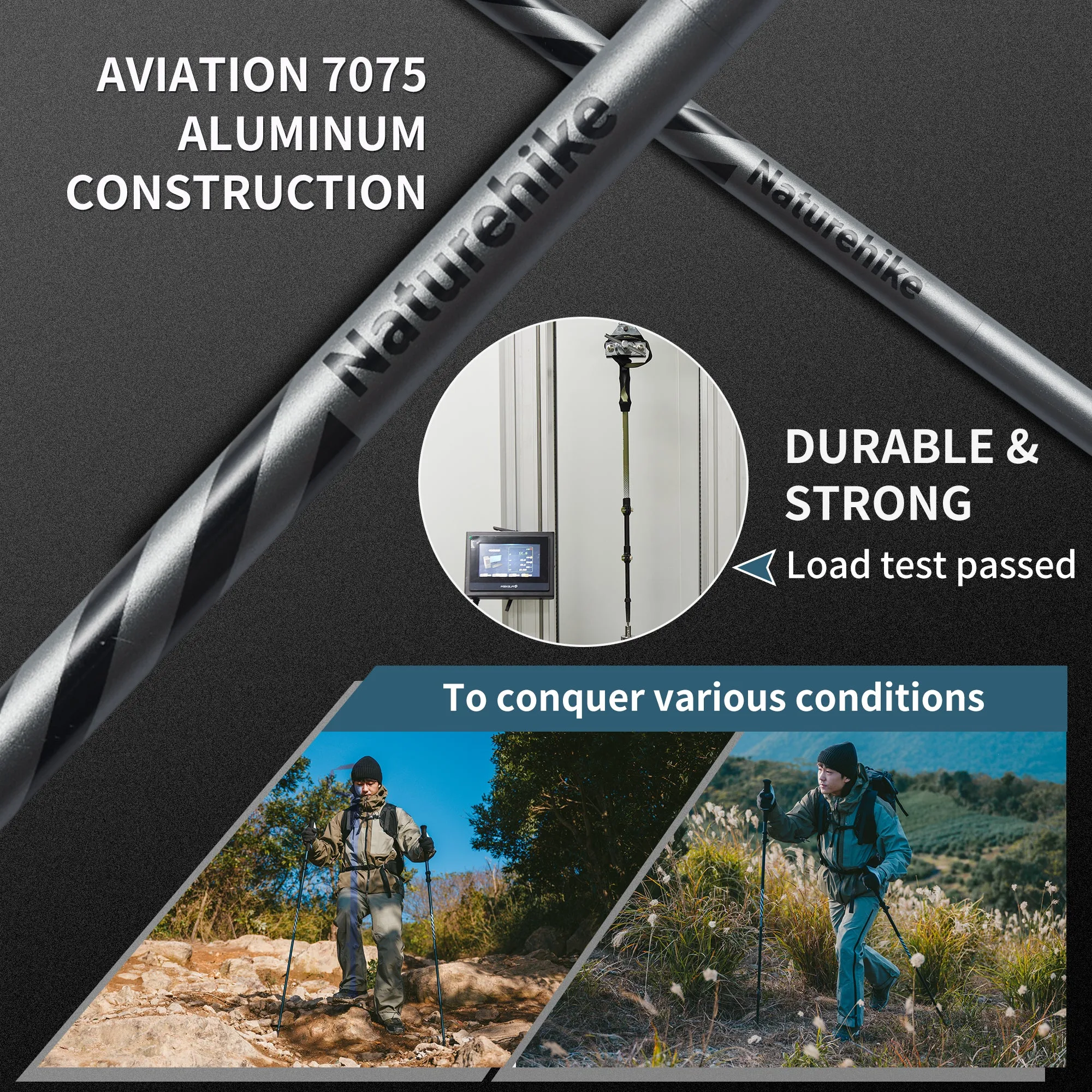 Naturehike Trekking Poles – 2 Packs (234g*2) Ultralight & Compact & Portable Walking Sticks, with Extend EVA Grips, Quick Locks, Collapsible Walking Poles for Hiking, Climbing