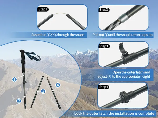 Naturehike Trekking Poles – 2 Packs (234g*2) Ultralight & Compact & Portable Walking Sticks, with Extend EVA Grips, Quick Locks, Collapsible Walking Poles for Hiking, Climbing