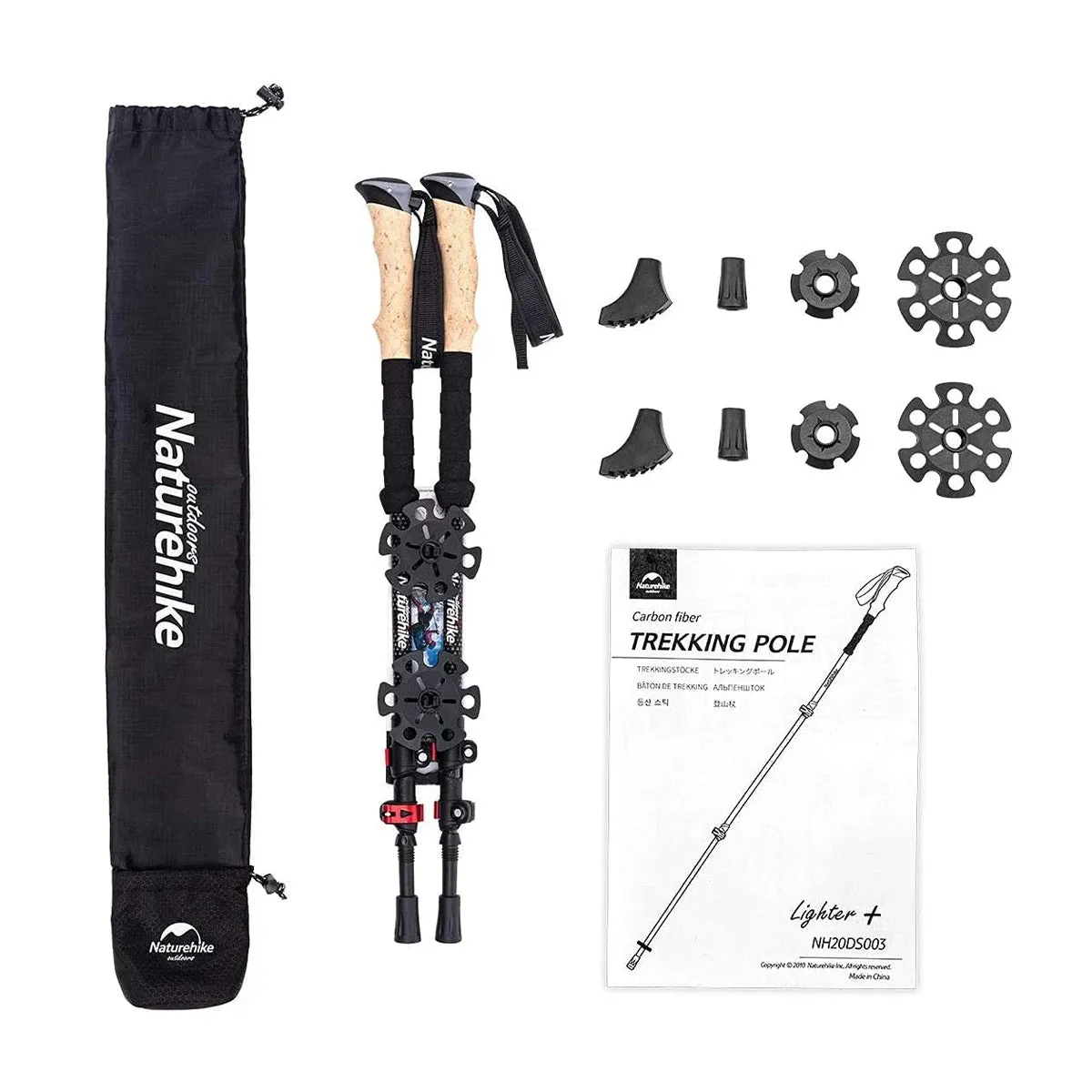 Naturehike Trekking Poles 2pcs Carbon Fiber Folding Hiking Stick Collapsible Telescopic Sticks Trekking Stick Hiking Poles