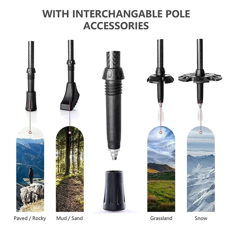 Naturehike Trekking Poles 2pcs Carbon Fiber Folding Hiking Stick Collapsible Telescopic Sticks Trekking Stick Hiking Poles