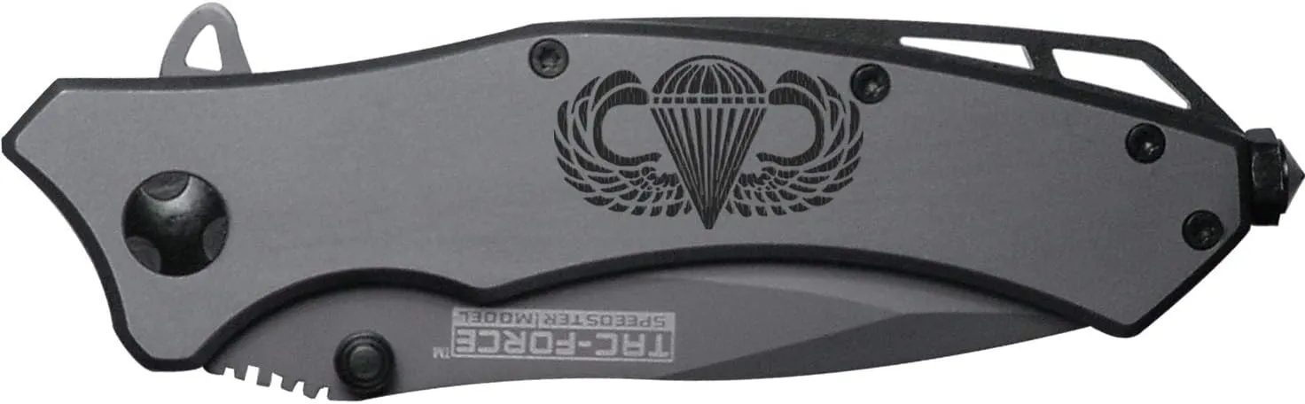 NDZ Performance Airborne Jump Wings Engraved TAC-Force TF-820GY Speedster Model Folding Pocket Knife