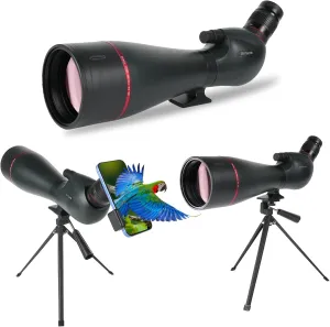 New 25-75x100mm HD Spotting Scopes with Tripod Phone Adapter Carrying Bag,Waterproof Fogproof Spotter Scope with BAK4 FMC High Definition for Bird Watching Shooting Viewing-Dark Green