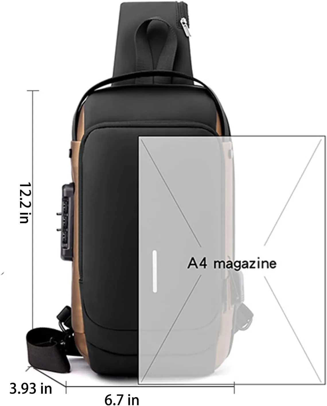 New Carbon Fiber Streamline Anti-Theft Sling Bag, Sling Bag USB Charging Portable SlingBackpack, for Travel Gym Sports (Brown)